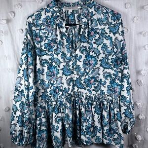 LOFT Women's Paisley Peplum Blouse Size Small